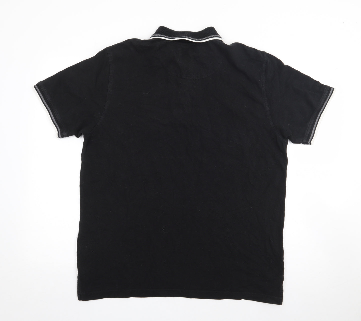 Pierre Cardin Mens Black  Cotton  Polo Size L Collared Pullover