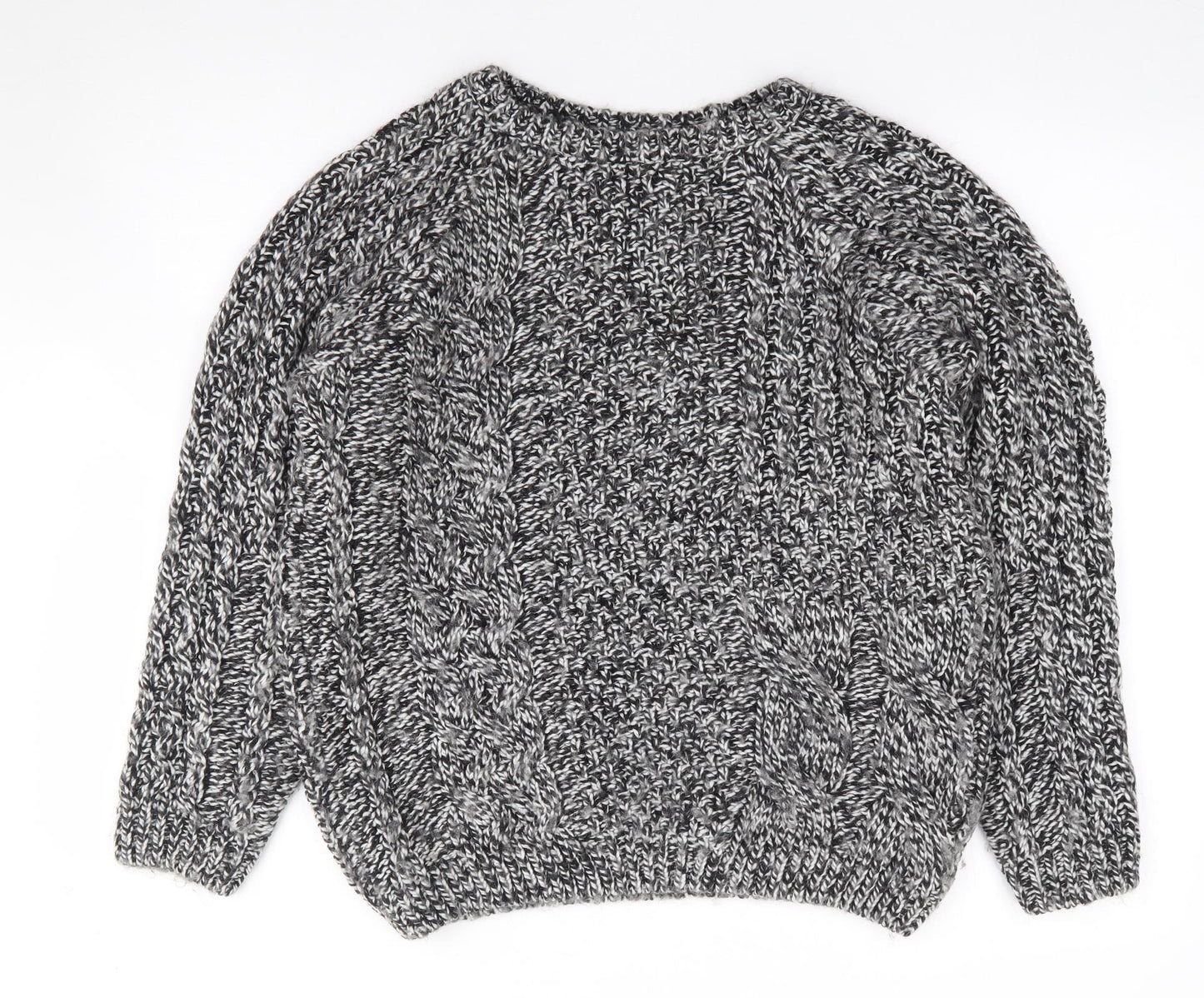 TU Womens Black Crew Neck  Acrylic Pullover Jumper Size 12