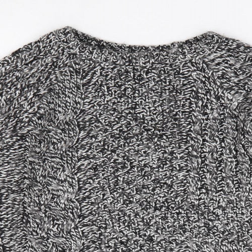TU Womens Black Crew Neck  Acrylic Pullover Jumper Size 12