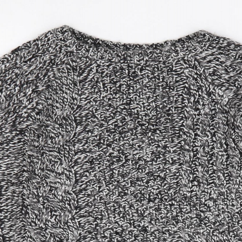 TU Womens Black Crew Neck  Acrylic Pullover Jumper Size 12
