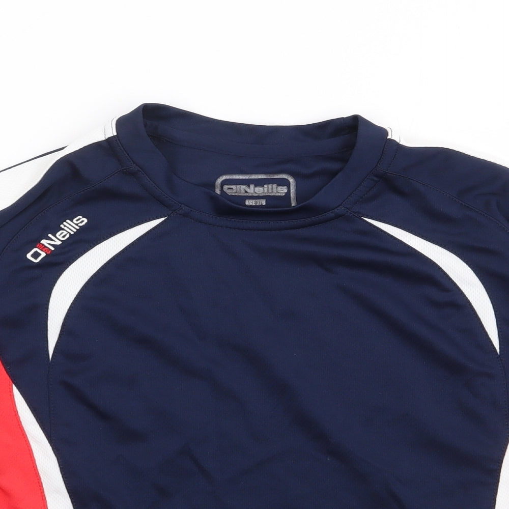O'Neills Boys Blue  Polyester Jersey T-Shirt Size 7-8 Years Crew Neck Pullover