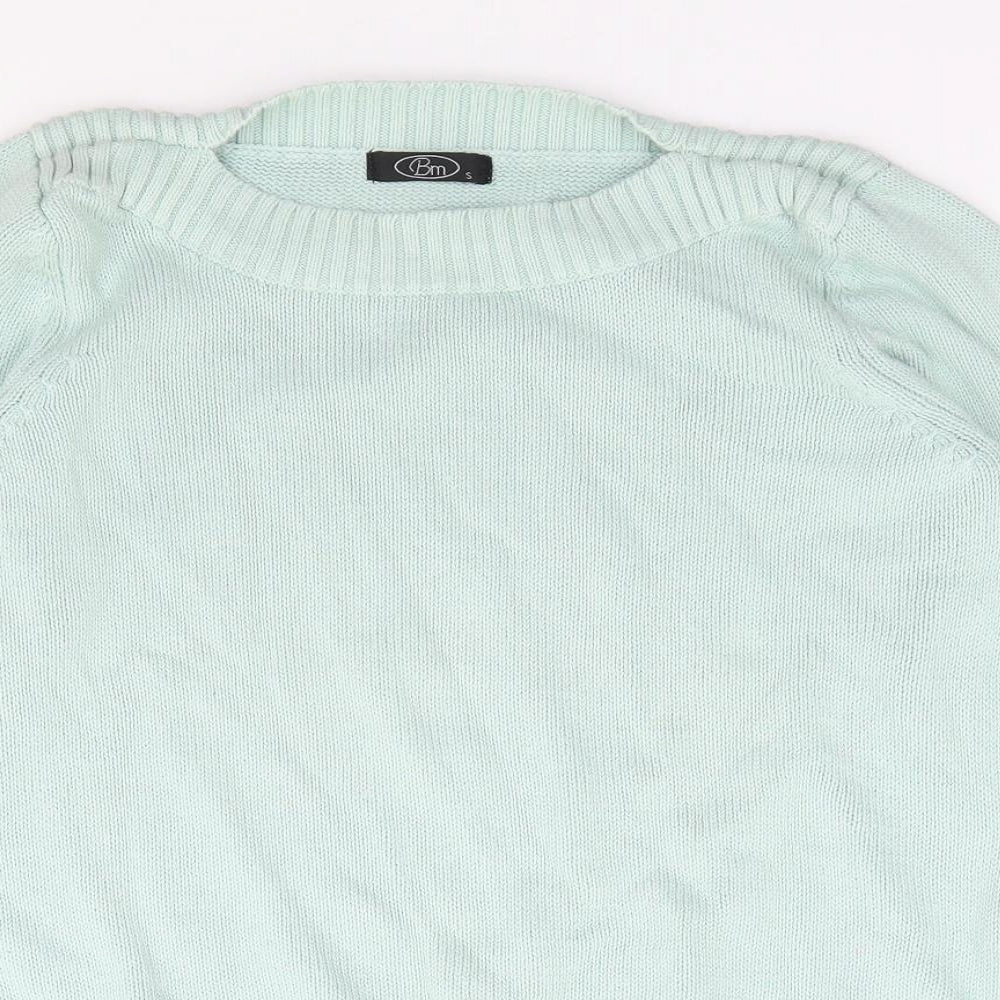 Bonmarché Womens Green Boat Neck  Cotton Pullover Jumper Size S