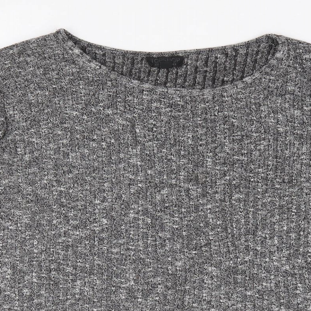 Topshop Womens Grey  Polyester Jersey T-Shirt Size 8 Round Neck