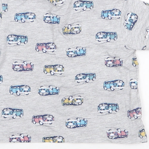 M&Co Boys Grey Geometric Cotton Jersey Polo Size 3-6 Months Collared Pullover