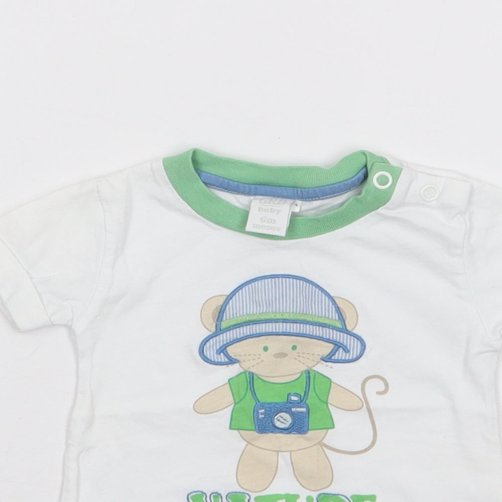 Girandola Boys Ivory  Cotton Jersey Polo Size 6-9 Months Crew Neck Pullover