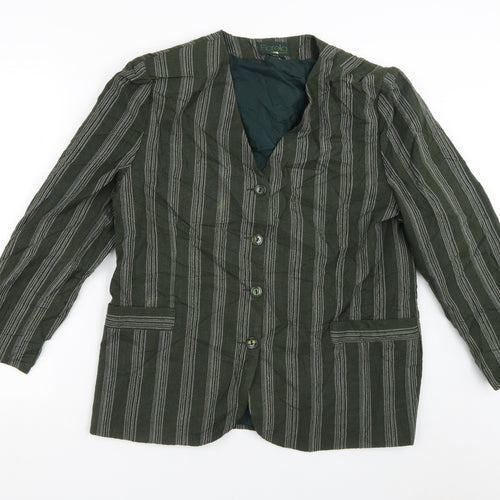 Florella Womens Green Striped  Jacket Blazer Size 16  Button