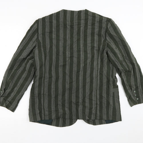 Florella Womens Green Striped  Jacket Blazer Size 16  Button
