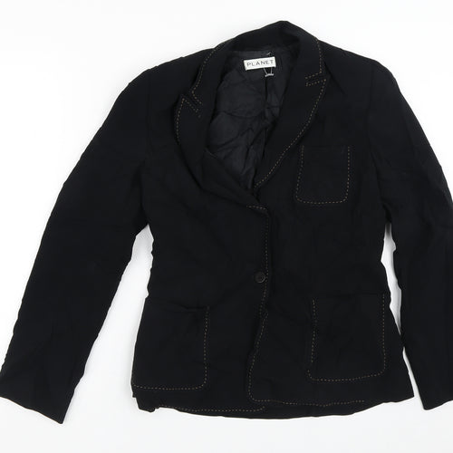 PLANET Womens Black   Jacket Blazer Size 10  Button