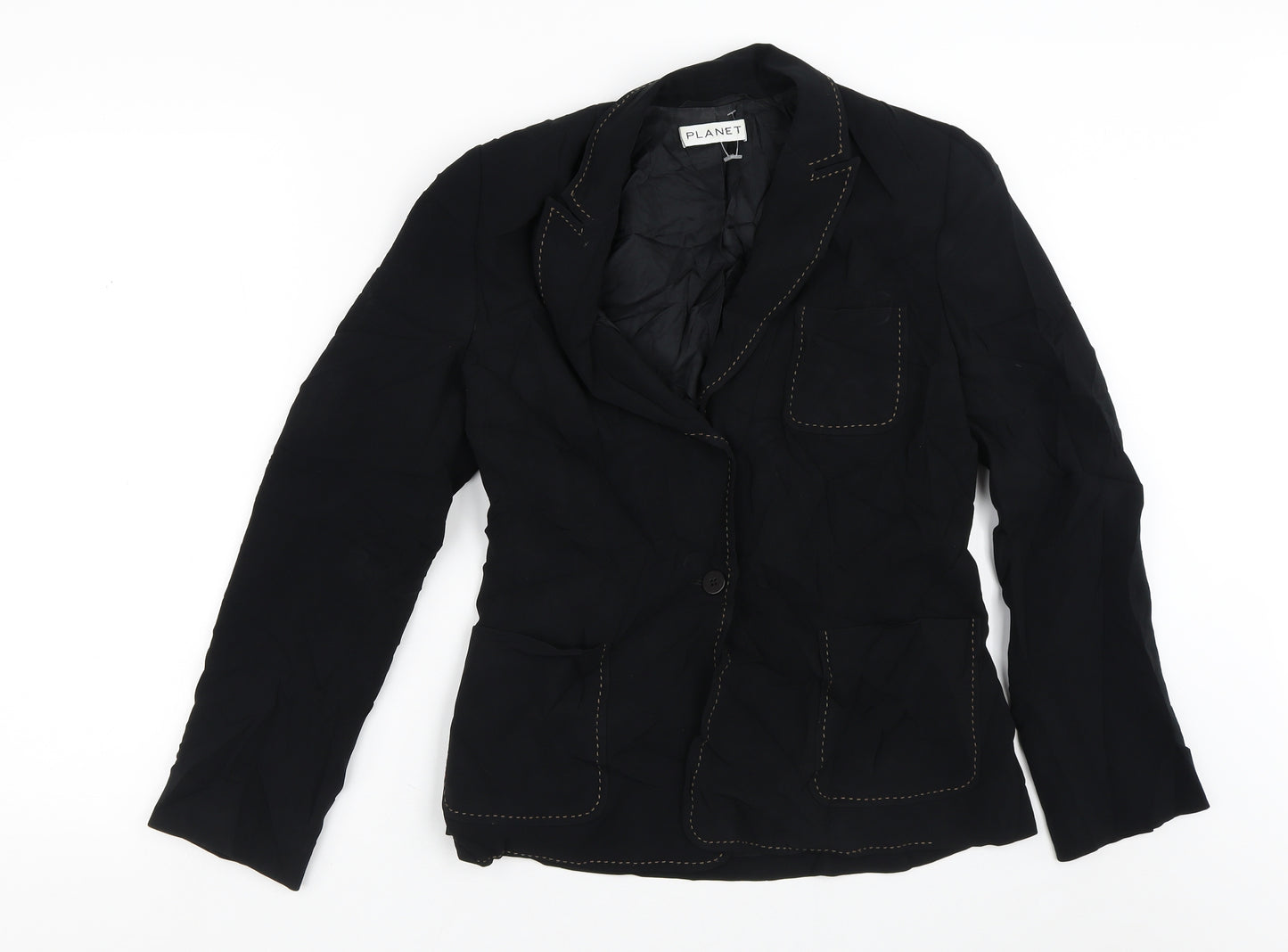 PLANET Womens Black   Jacket Blazer Size 10  Button