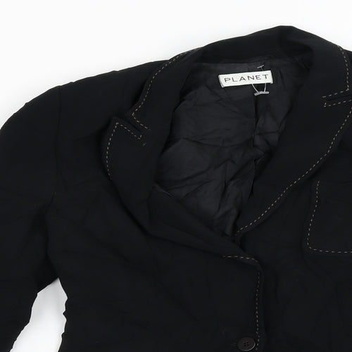 PLANET Womens Black   Jacket Blazer Size 10  Button