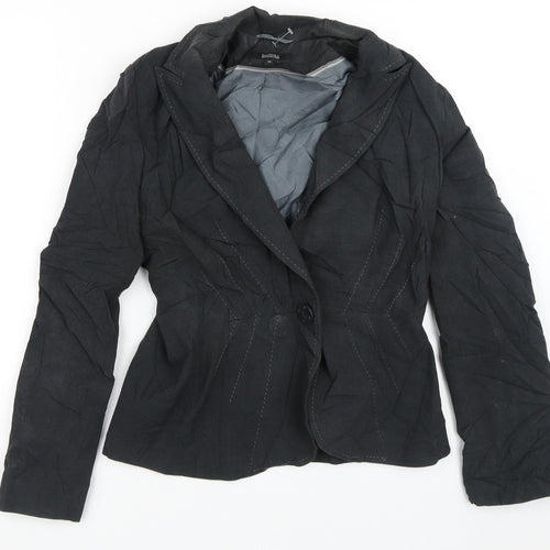 Marks & Spencer Womens Grey Striped  Jacket Blazer Size 10  Button