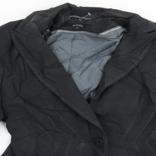 Marks & Spencer Womens Grey Striped  Jacket Blazer Size 10  Button