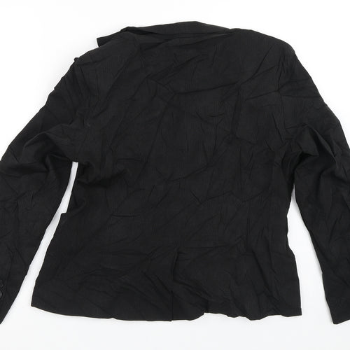 Preworn Womens Black Striped  Jacket Blazer Size 12