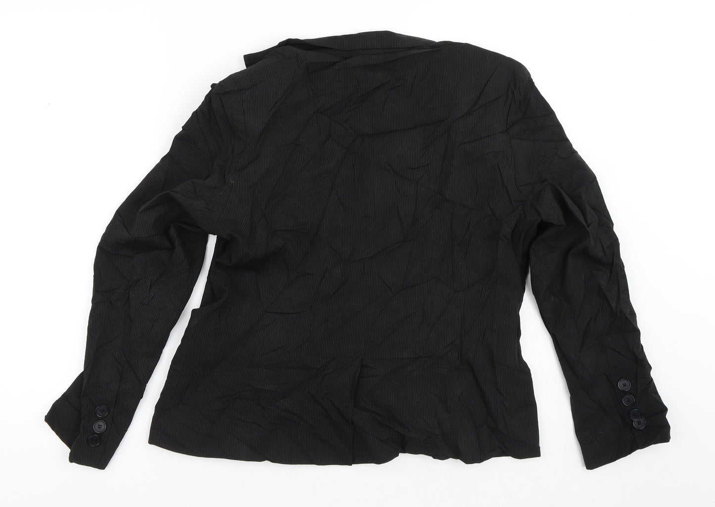 Preworn Womens Black Striped  Jacket Blazer Size 12