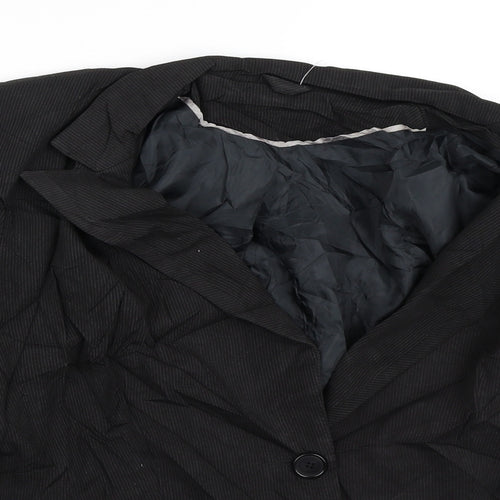 Preworn Womens Black Striped  Jacket Blazer Size 12
