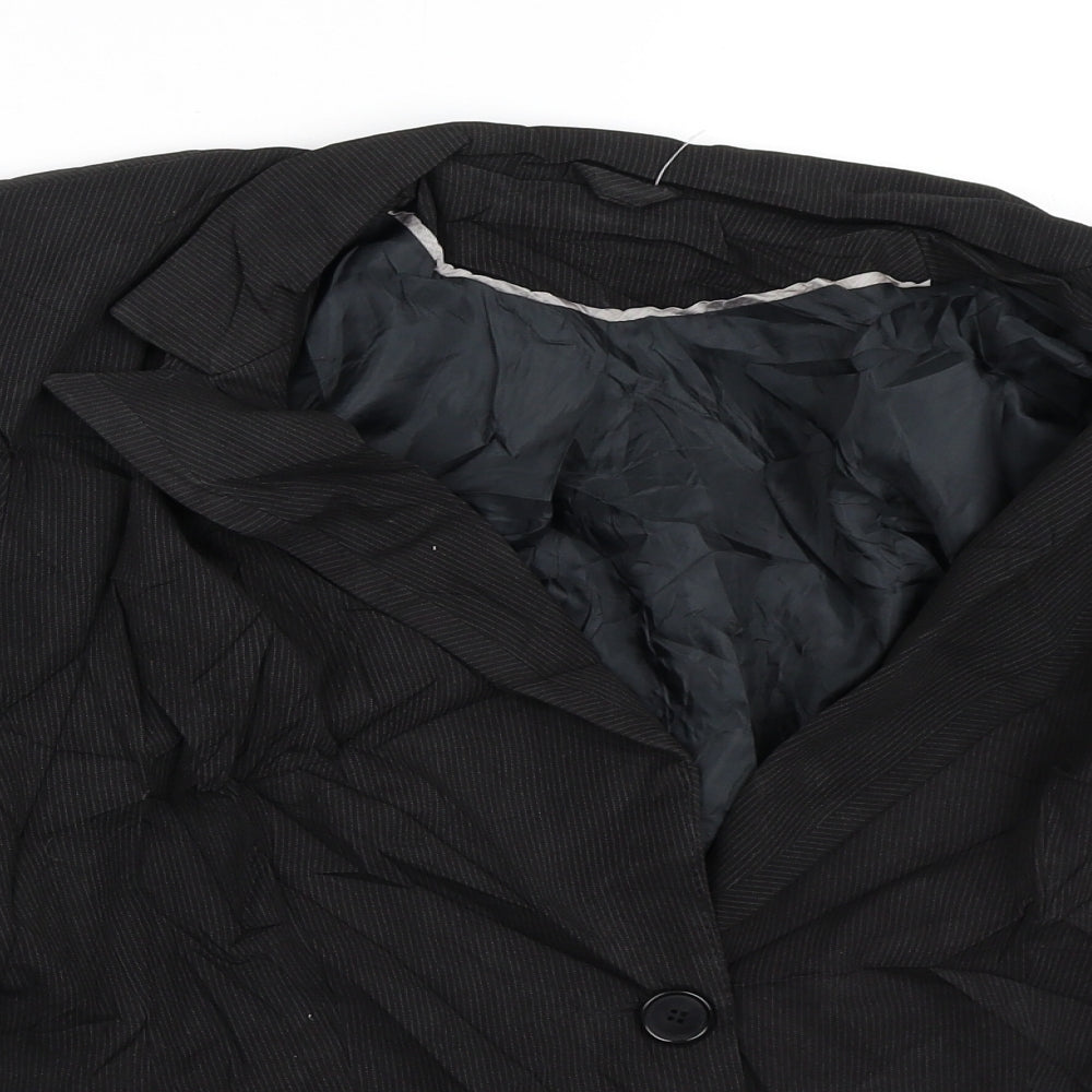 Preworn Womens Black Striped  Jacket Blazer Size 12