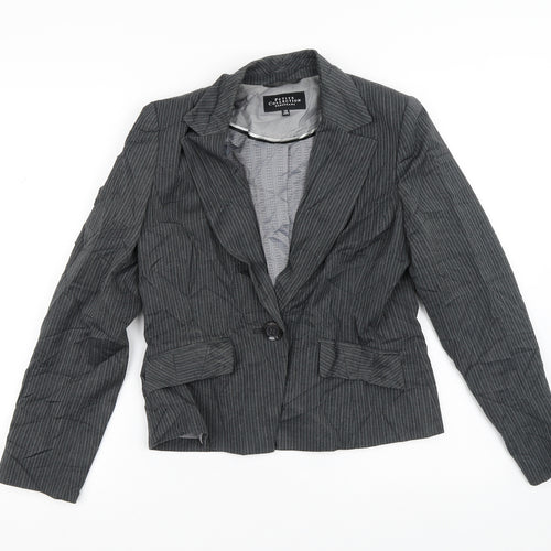 Debenhams Womens Grey Striped  Jacket Blazer Size 10