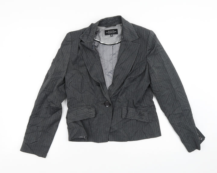 Debenhams Womens Grey Striped  Jacket Blazer Size 10