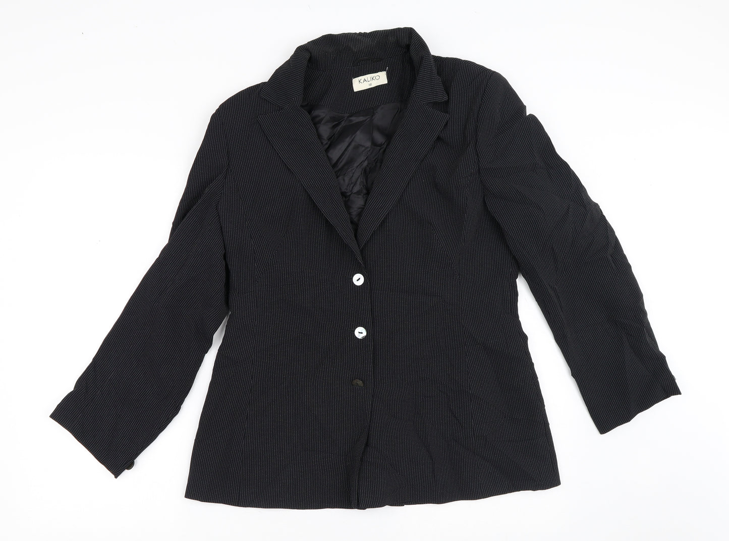 Kaliko Womens Black Polka Dot  Jacket Blazer Size 12
