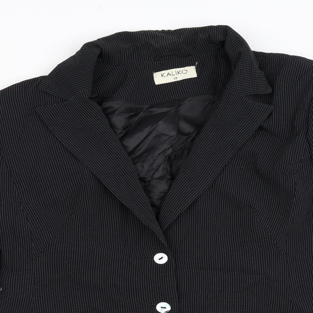 Kaliko Womens Black Polka Dot  Jacket Blazer Size 12