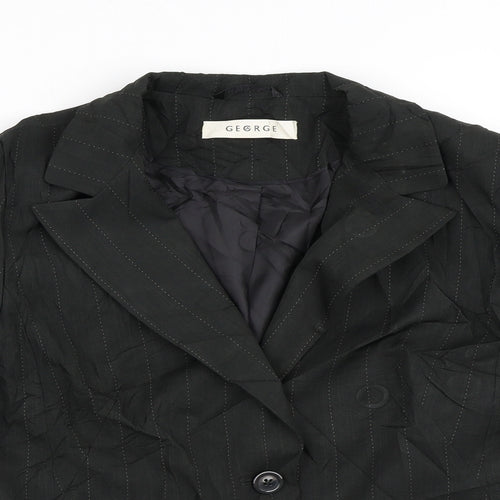 George Womens Black Striped  Jacket Blazer Size 12
