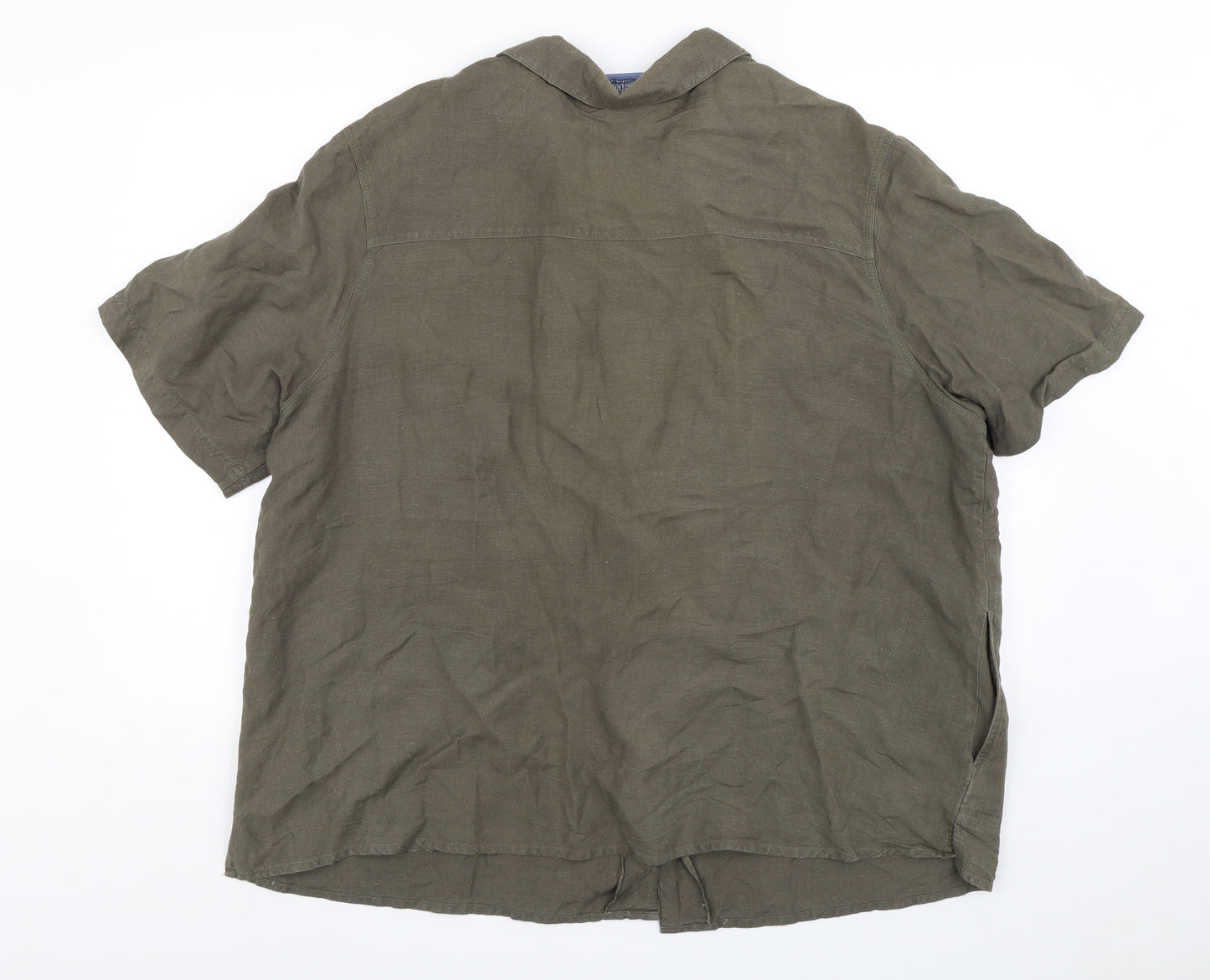 East Coast Womens Green  Linen Basic Button-Up Size 20 V-Neck
