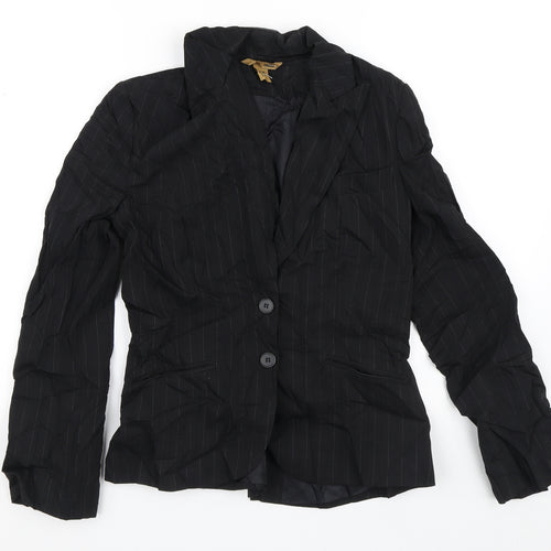 H&M Womens Black Striped  Jacket Blazer Size 12