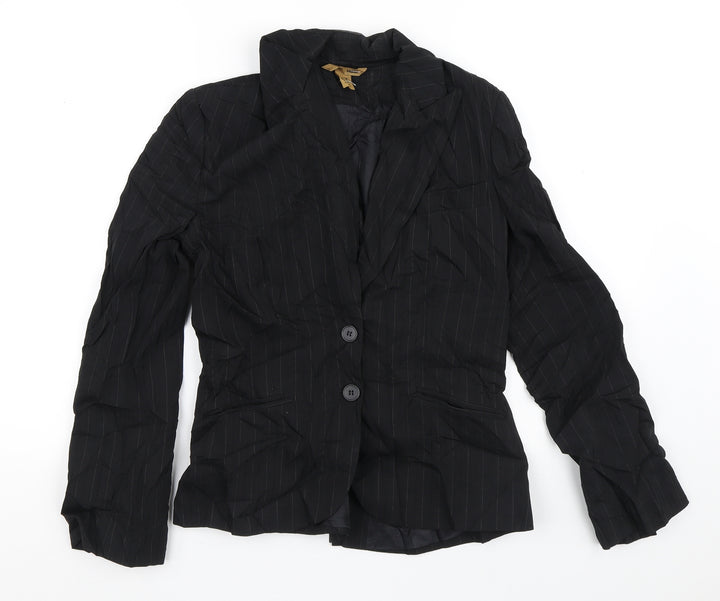 H&M Womens Black Striped  Jacket Blazer Size 12