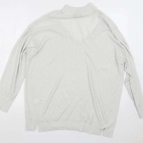 NEXT Womens Silver V-Neck  Viscose Pullover Jumper Size 18   - Collar detail