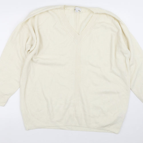 Topshop Womens Beige V-Neck  Nylon Pullover Jumper Size S