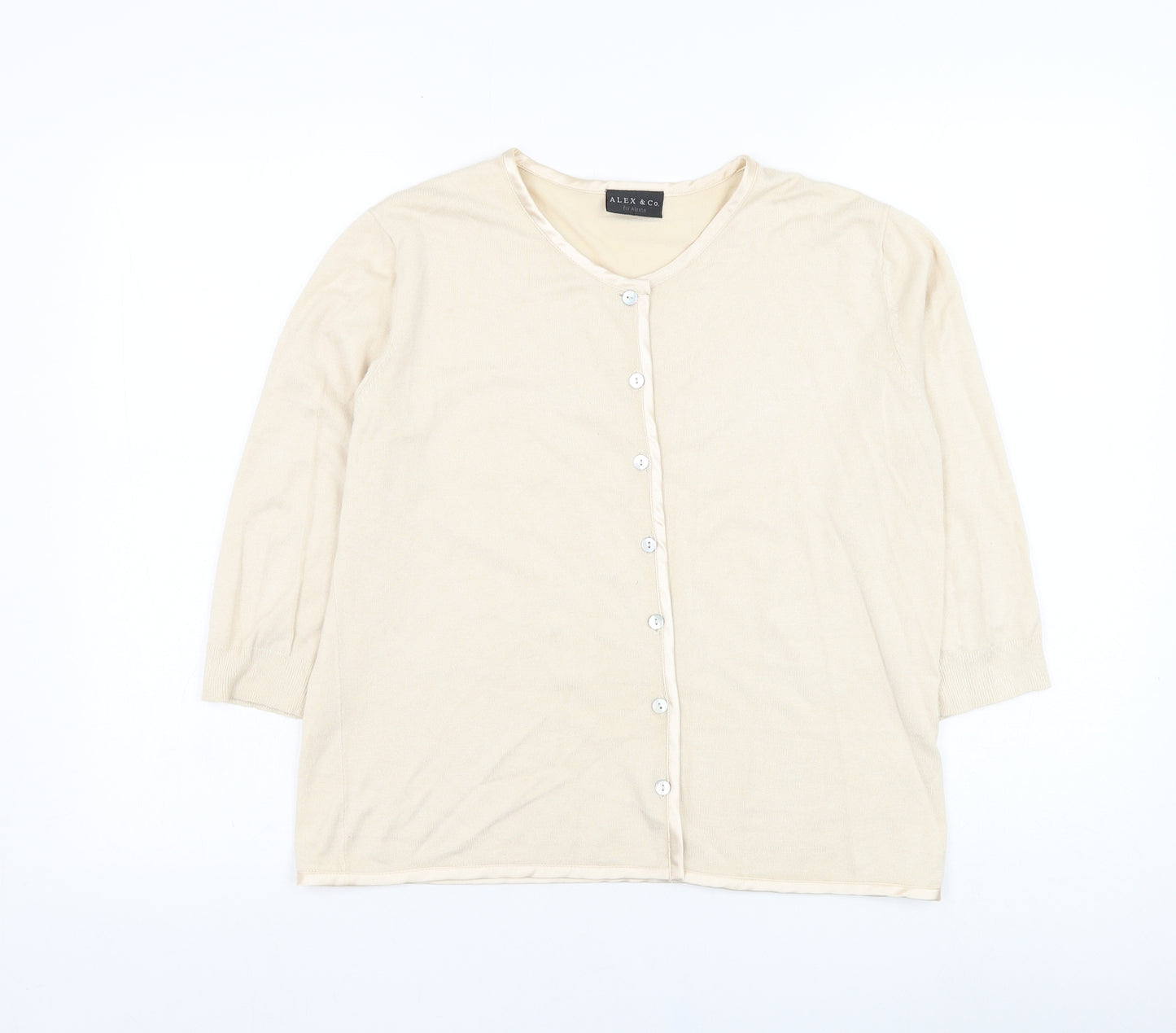 Alex & Co Womens Beige Round Neck  Viscose Cardigan Jumper Size 14