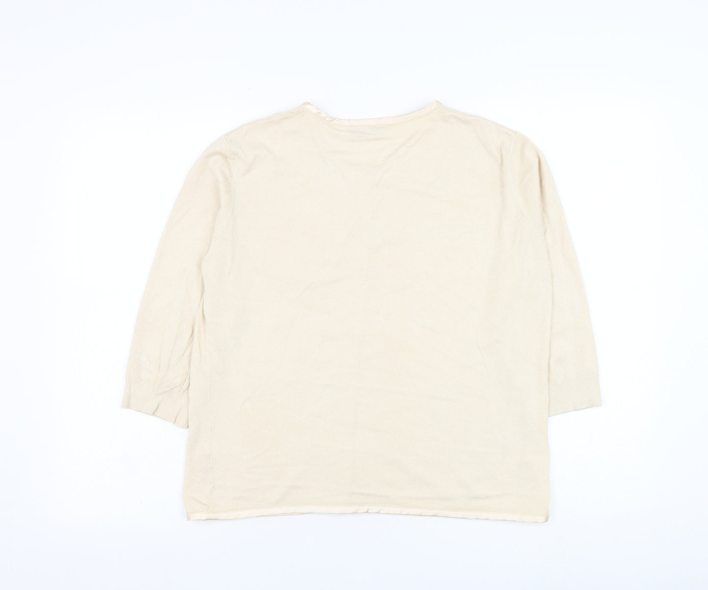 Alex & Co Womens Beige Round Neck  Viscose Cardigan Jumper Size 14