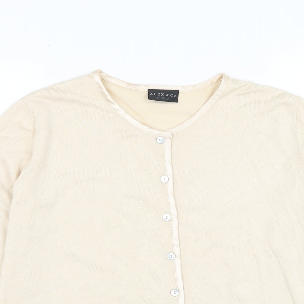 Alex & Co Womens Beige Round Neck  Viscose Cardigan Jumper Size 14