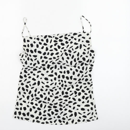 IVIVI Womens White Animal Print Polyester Basic T-Shirt Size M Square Neck