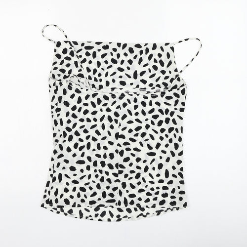 IVIVI Womens White Animal Print Polyester Basic T-Shirt Size M Square Neck