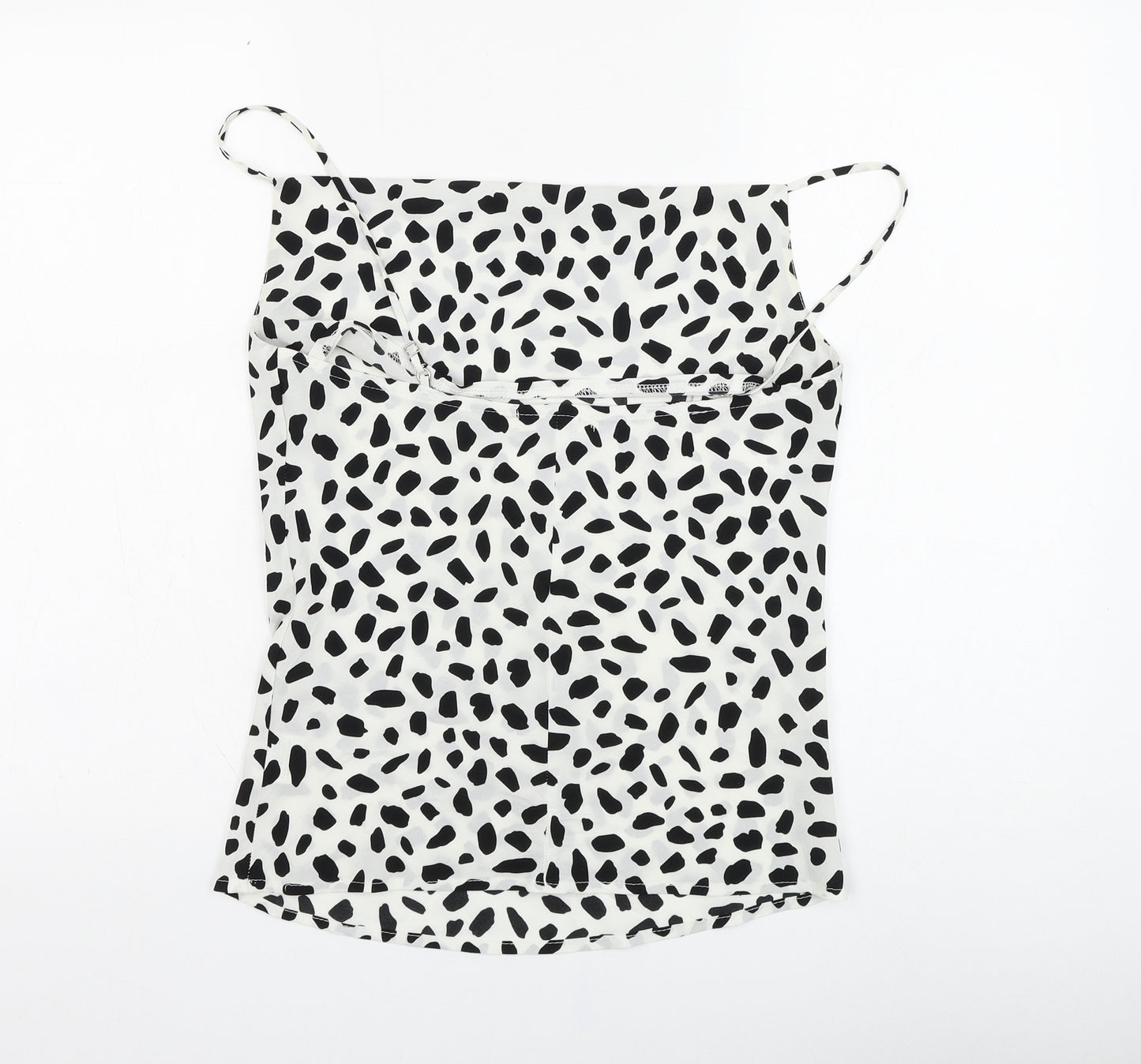 IVIVI Womens White Animal Print Polyester Basic T-Shirt Size M Square Neck