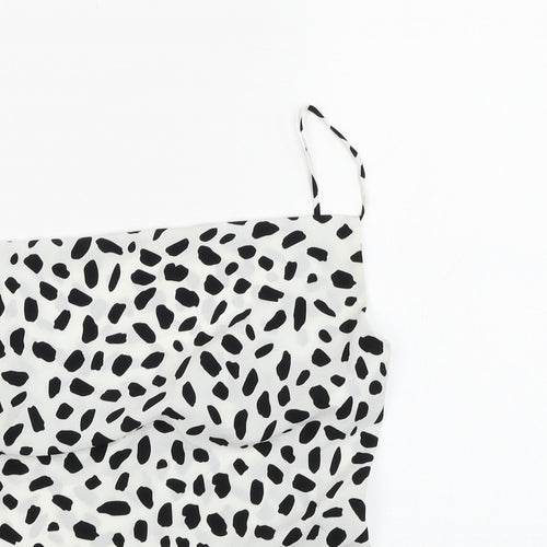 IVIVI Womens White Animal Print Polyester Basic T-Shirt Size M Square Neck