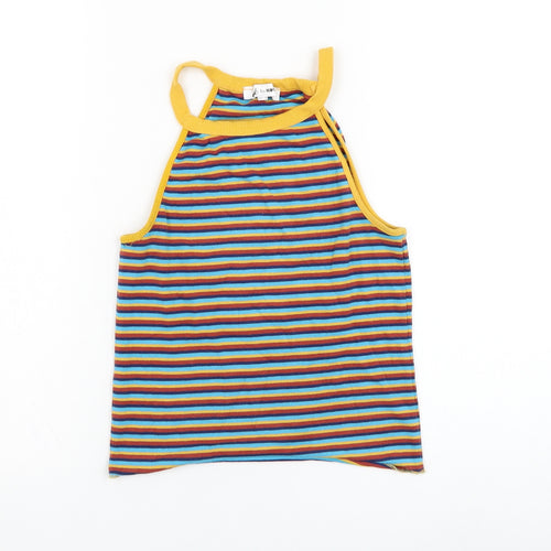 Ole Womens Blue Striped Polyester Basic Tank Size L Halter