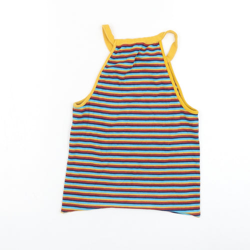 Ole Womens Blue Striped Polyester Basic Tank Size L Halter