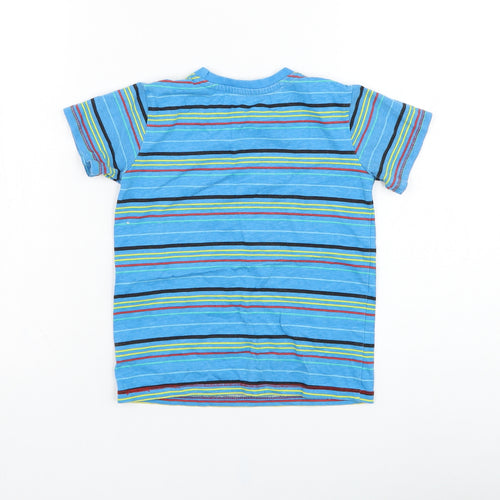 Dunnes Stores Boys Blue Striped Cotton Basic T-Shirt Size 3-4 Years Round Neck Pullover