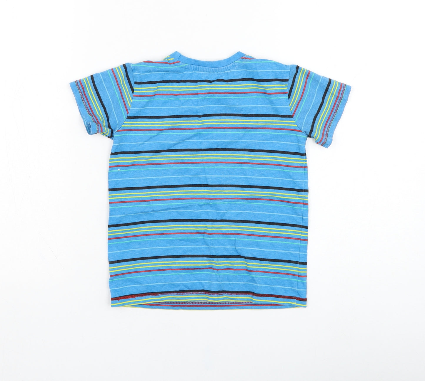 Dunnes Stores Boys Blue Striped Cotton Basic T-Shirt Size 3-4 Years Round Neck Pullover