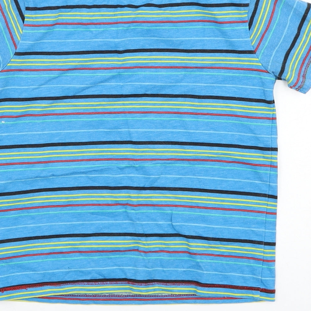 Dunnes Stores Boys Blue Striped Cotton Basic T-Shirt Size 3-4 Years Round Neck Pullover