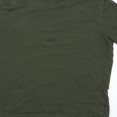 H&M Boys Green  Cotton Basic T-Shirt Size 4-5 Years Round Neck Pullover - Crocodile