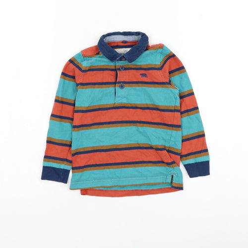 Marks and Spencer Girls Blue Animal Print Cotton Basic Polo Size 3-4 Years Collared Pullover