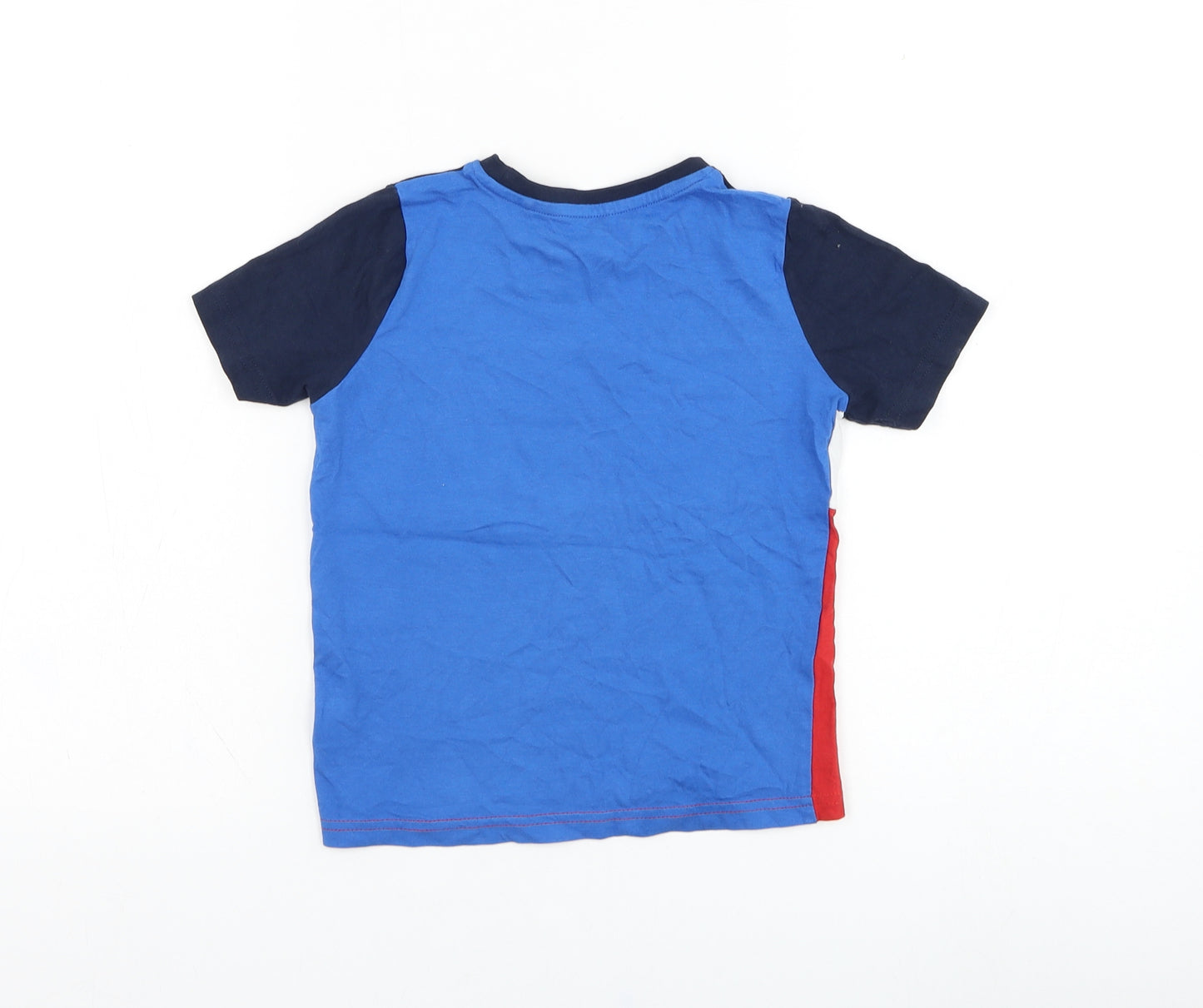 TU Boys Blue Striped Cotton Basic T-Shirt Size 4 Years Round Neck Pullover