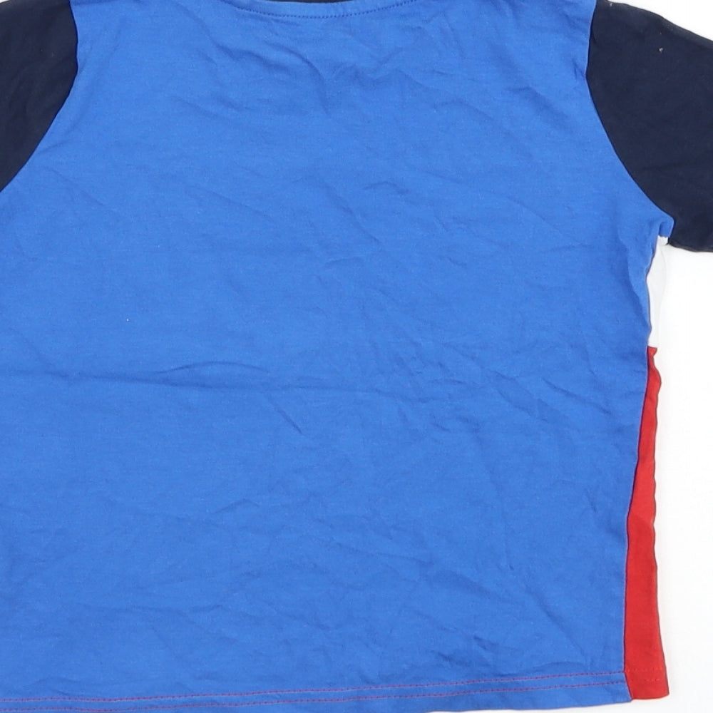 TU Boys Blue Striped Cotton Basic T-Shirt Size 4 Years Round Neck Pullover