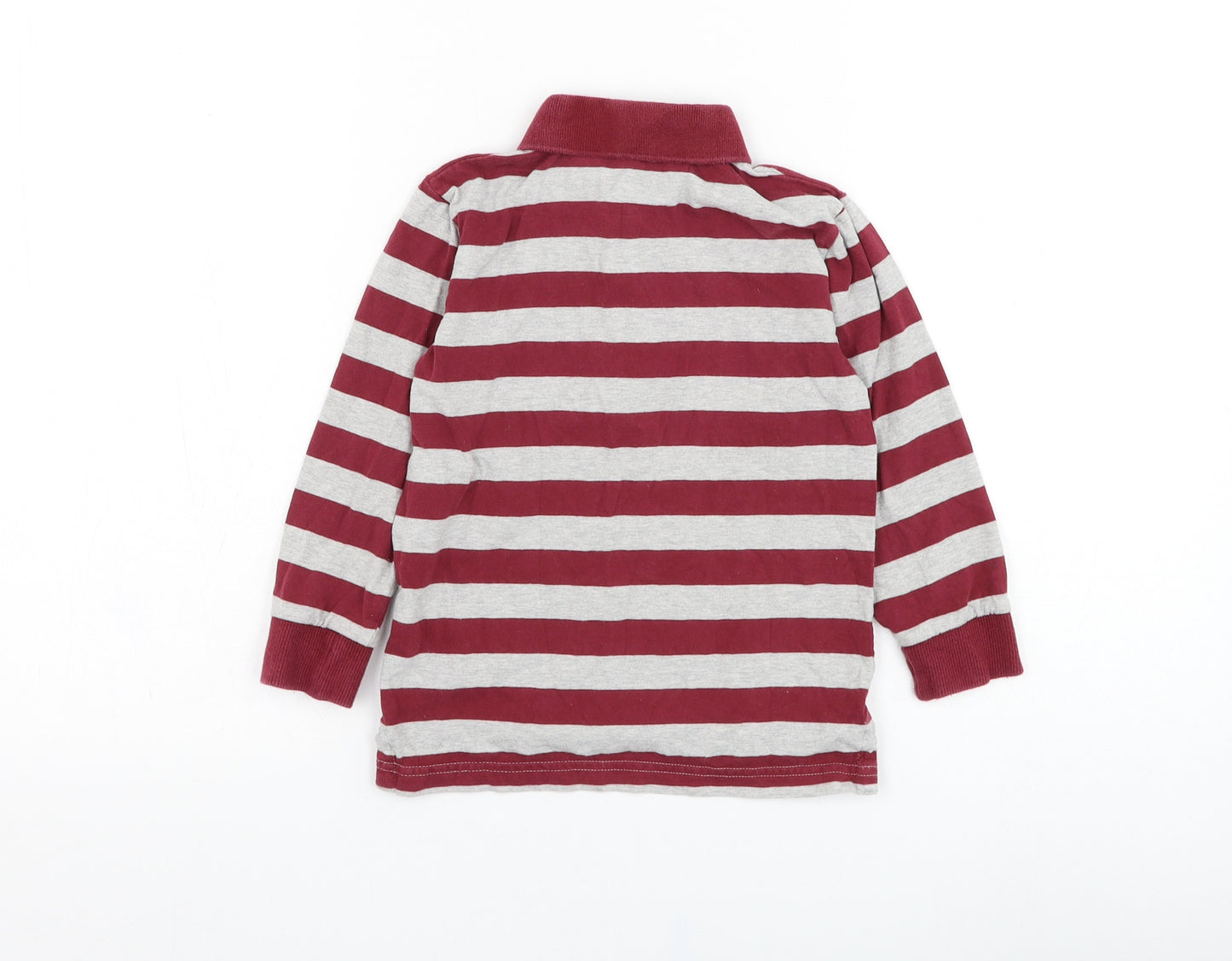 NEXT Boys Grey Striped Cotton Basic Polo Size 3-4 Years Collared Pullover