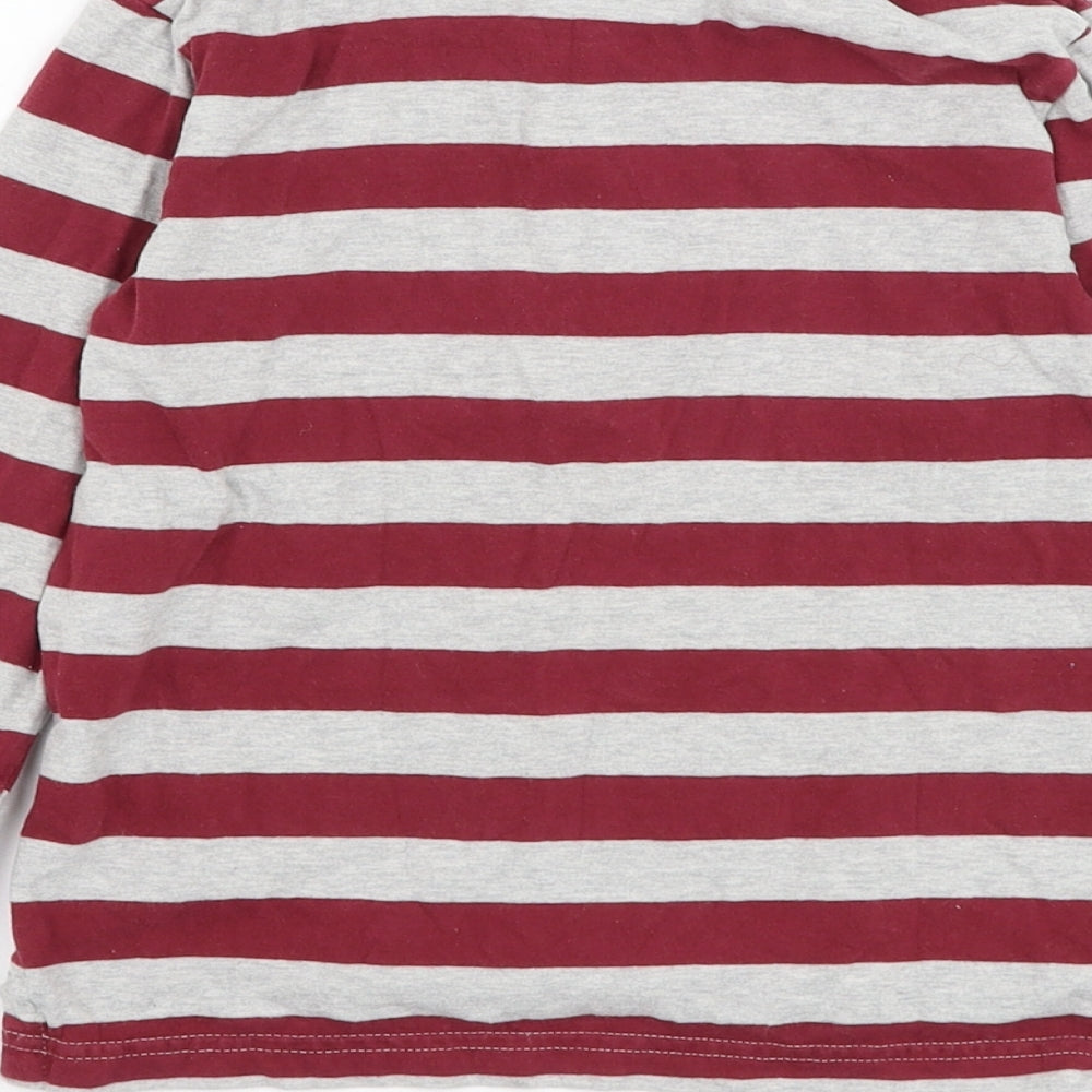 NEXT Boys Grey Striped Cotton Basic Polo Size 3-4 Years Collared Pullover