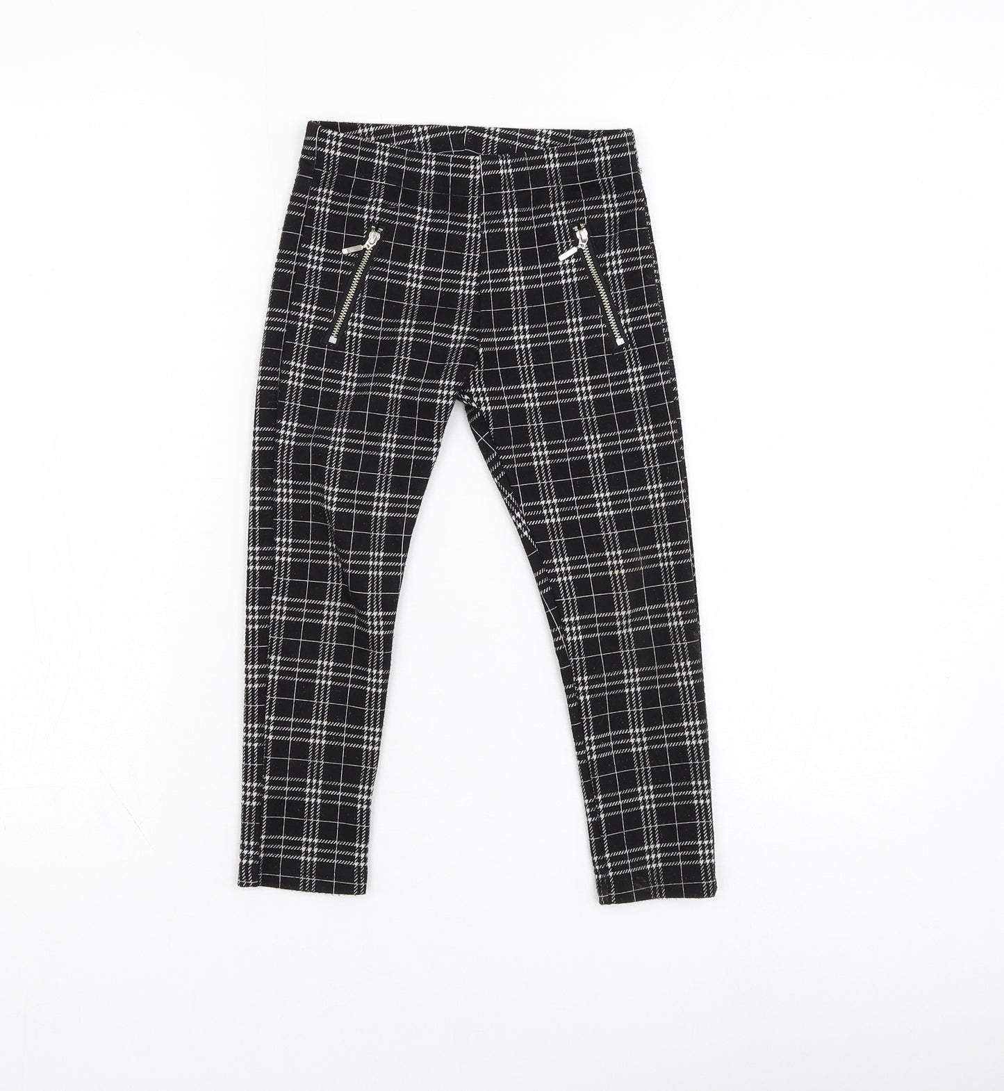 F&F Girls Black Check Polyester Jogger Trousers Size 4-5 Years  Regular Pullover