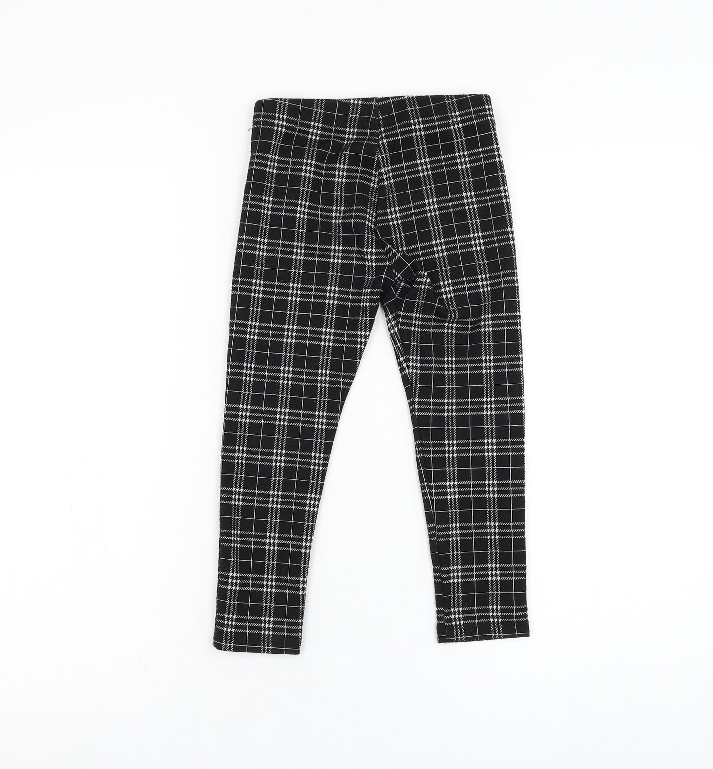 F&F Girls Black Check Polyester Jogger Trousers Size 4-5 Years  Regular Pullover